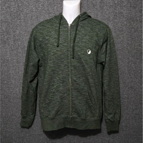 Wellen Other - Wellen Full Zip Hoodie Mens Medium Green Heathered Terry Logo Sweatshirt Jacket